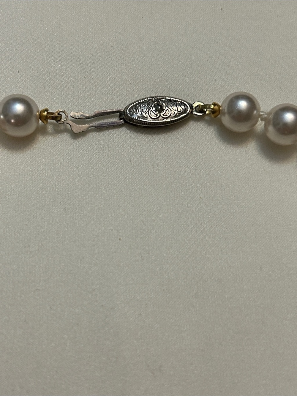 Classic White Pearl Strand Necklace with Silver Clasp - Picture 2 of 9